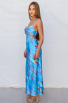 Britney Maxi Dress - Blue Rainbow Stripes