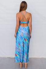 Britney Maxi Dress - Blue Rainbow Stripes