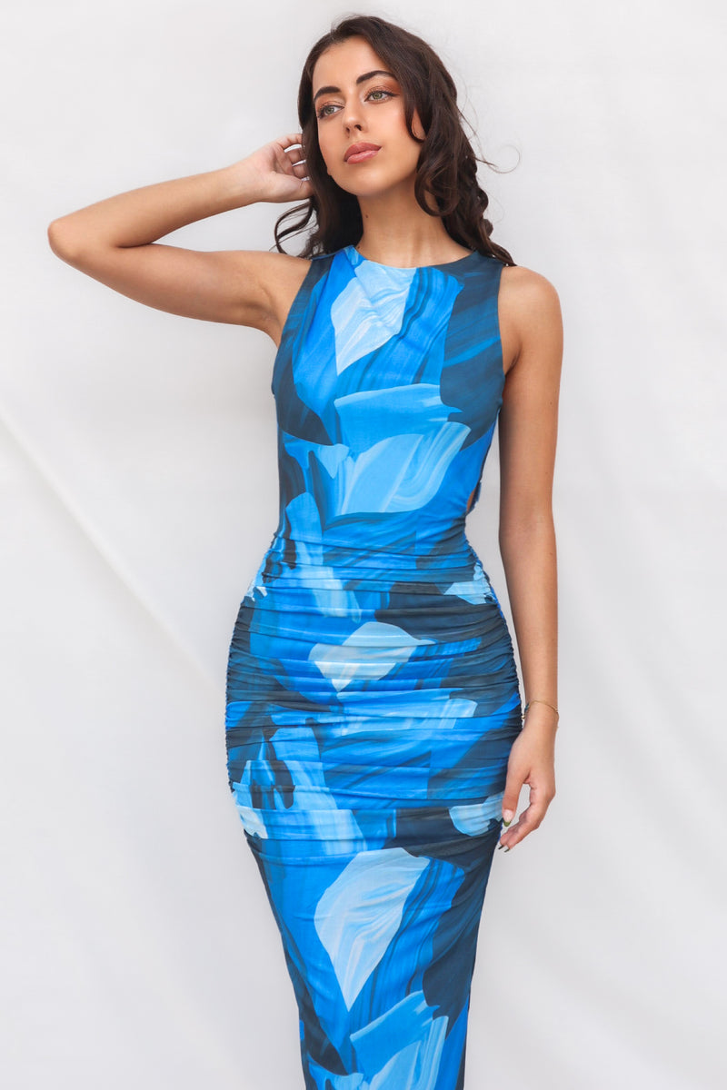 Chicago Midi Dress - Blue Multi