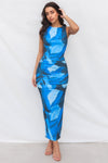 Chicago Midi Dress - Blue Multi