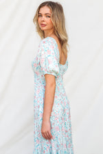 Kace Midi Dress - Blue Floral