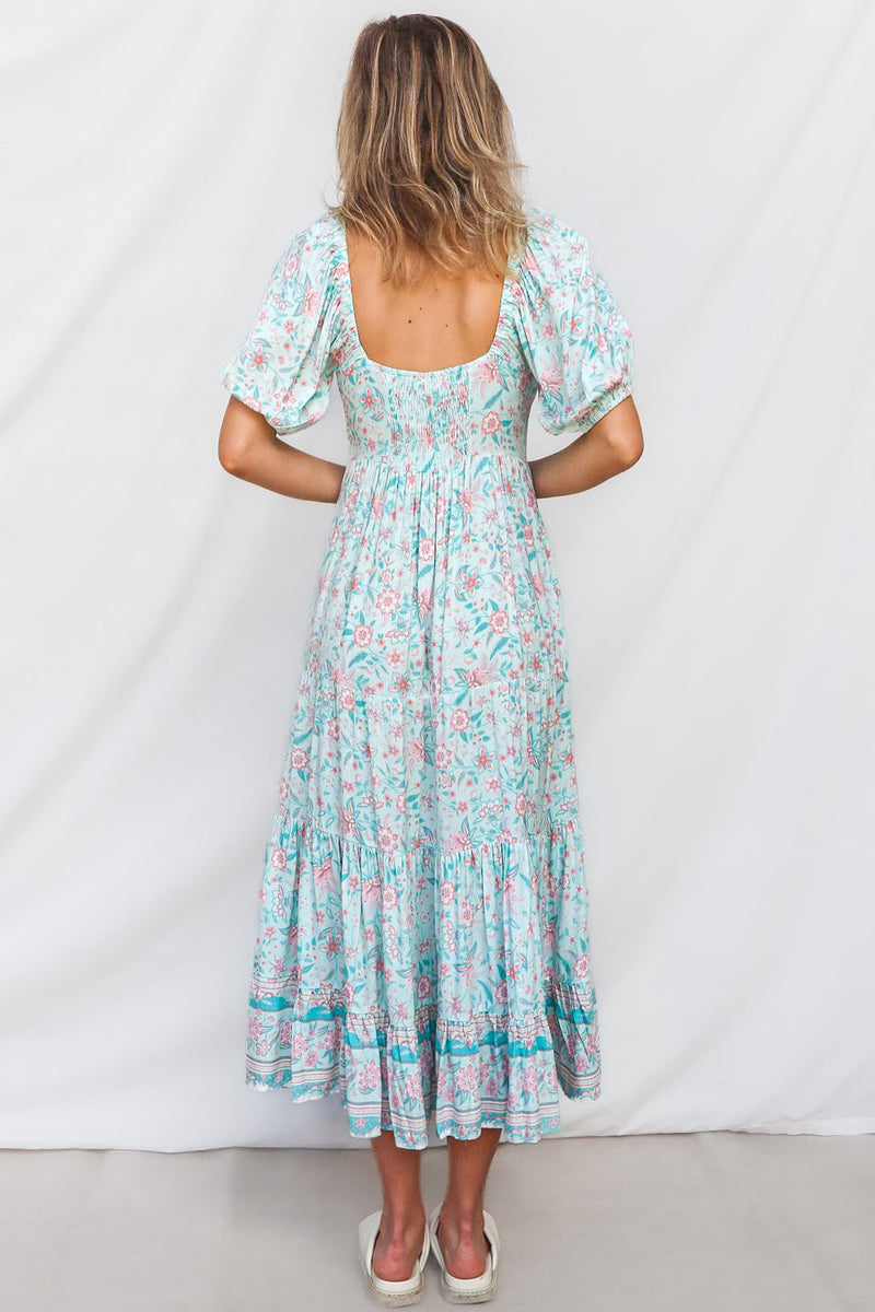 Kace Midi Dress - Blue Floral