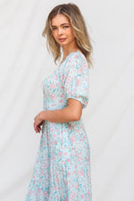 Kace Midi Dress - Blue Floral