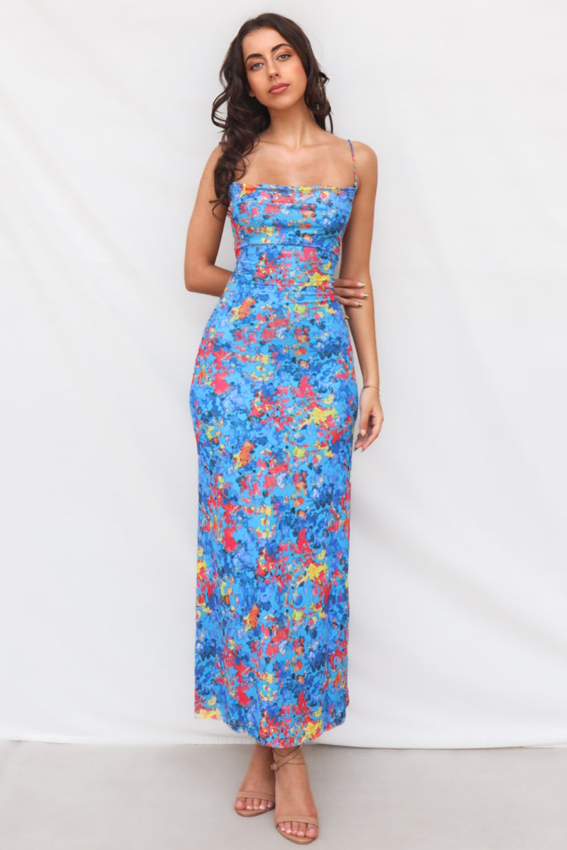 Katrina Midi Dress - Blue Print