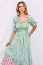 Marnie Midi Dress - Mint Floral