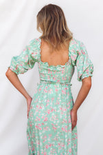 Marnie Midi Dress - Mint Floral