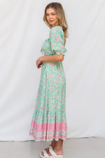 Marnie Midi Dress - Mint Floral