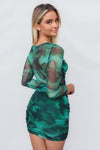 Mars Mini Dress - Green Print