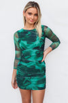 Mars Mini Dress - Green Print