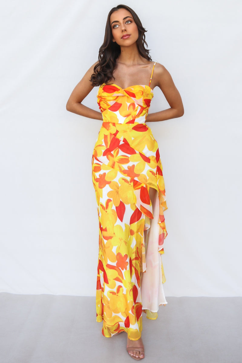 Teoni Maxi Dress - Yellow Print