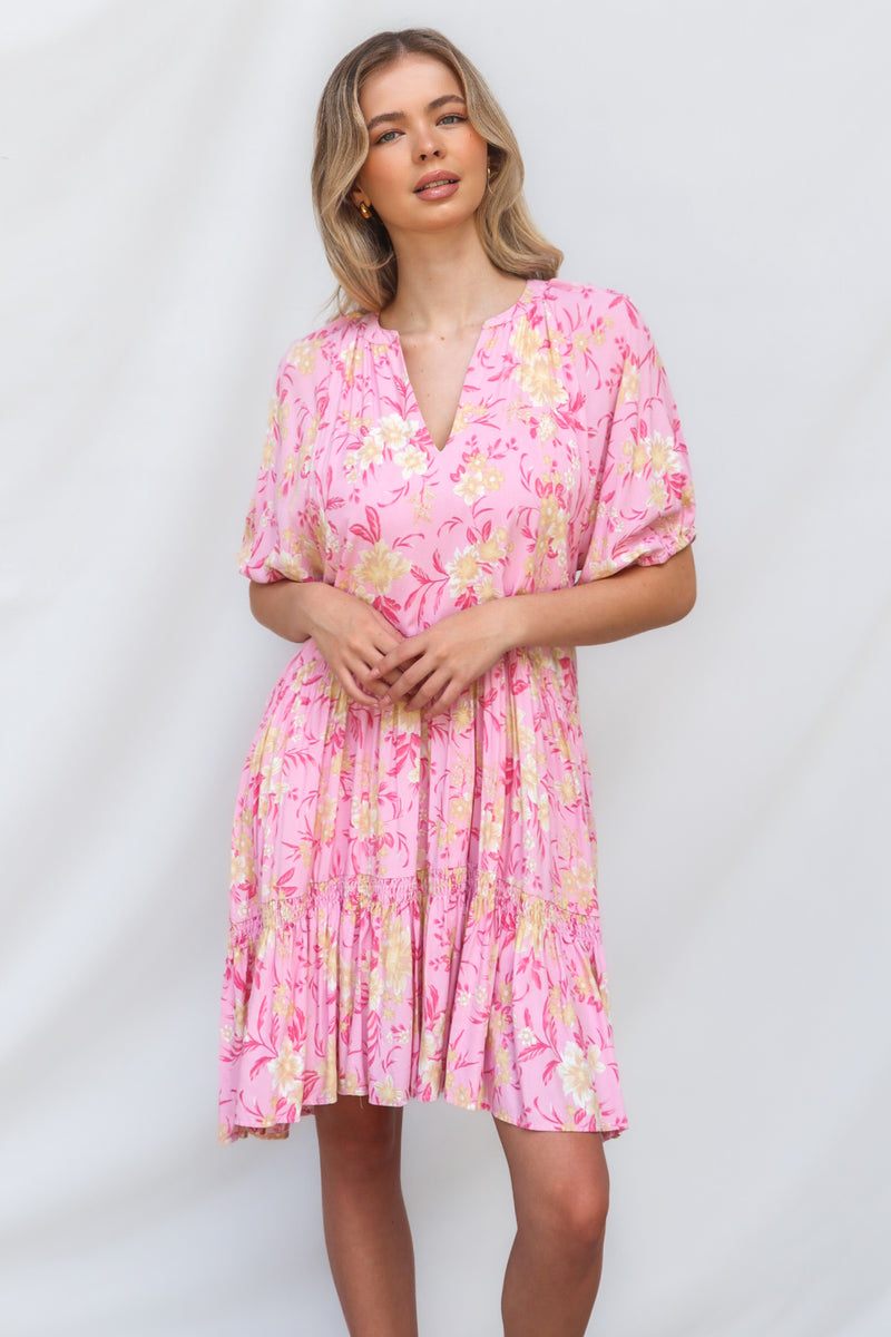 Vamika Mini Dress - Pink Floral