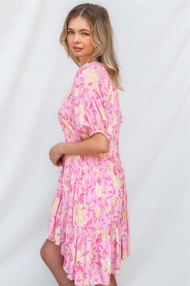 Vamika Mini Dress - Pink Floral