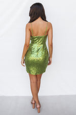 Winona Mini Dress - Green Sequin