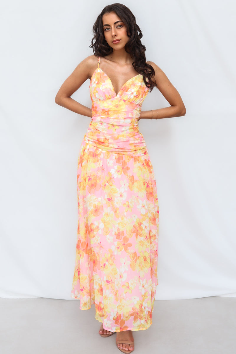 Yura Maxi Dress - Yellow Floral